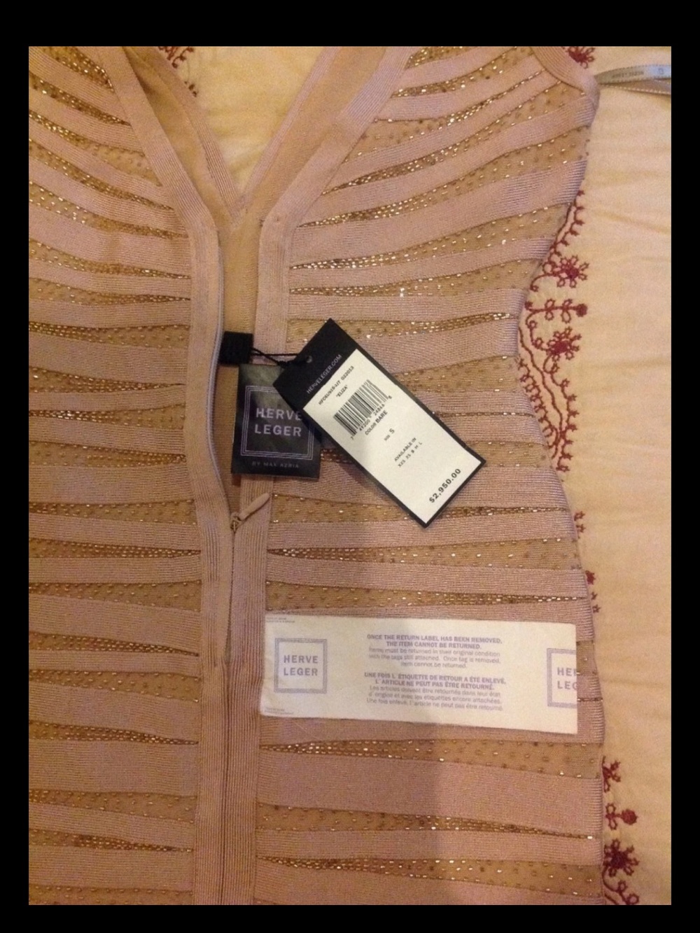 Herve leger Eliza dress gown Small beige beaded small nude - Picture 11 of 11